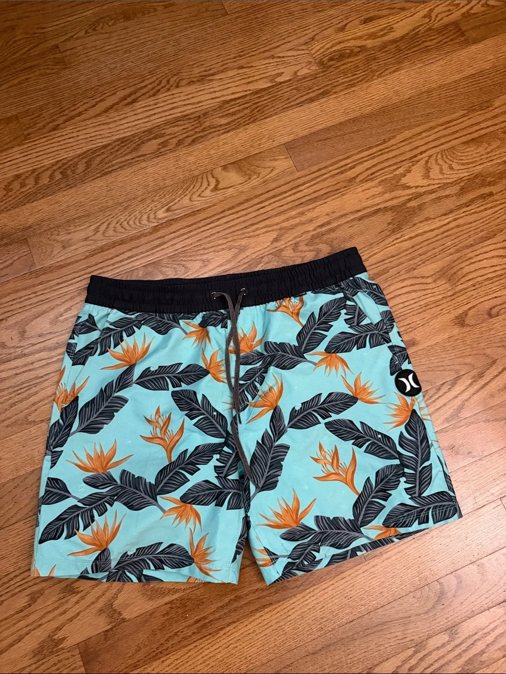 Hurley Volley Shorts with Orange Floral and Navy Accents